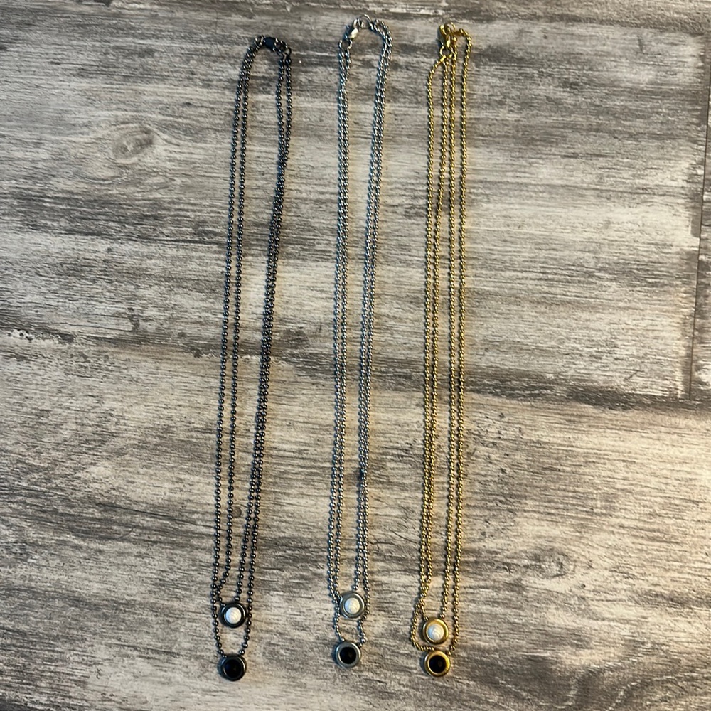 Lokai Double Pendant Necklaces - Lot of 3 - Gunmetal/Silver/Gold